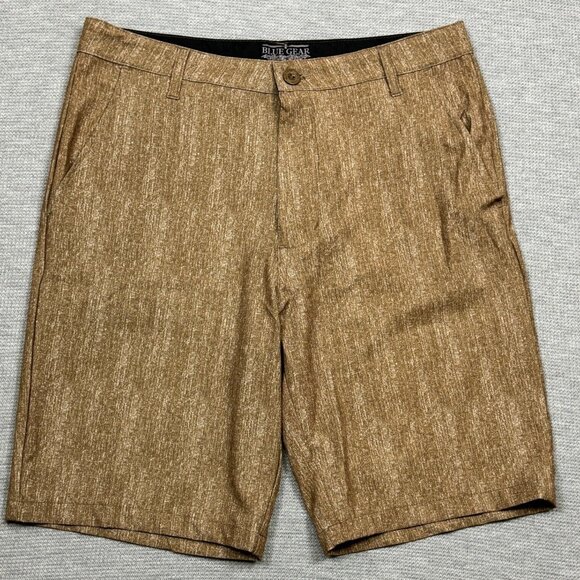 Blue Gear Other - Blue Gear Mens Heather Brown Bermuda Shorts Flat Front Slash Pockets Size 32